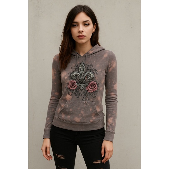 Self Esteem‎ Hoodie Y2k Grunge Embellished Bling Distressed Large Waffle knit - Picture 1 of 9